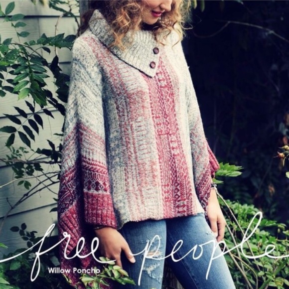 Free People Sweaters - BOGO! Free People Willow Fair Isle Poncho Sweater Button Funnel Neck Size XS